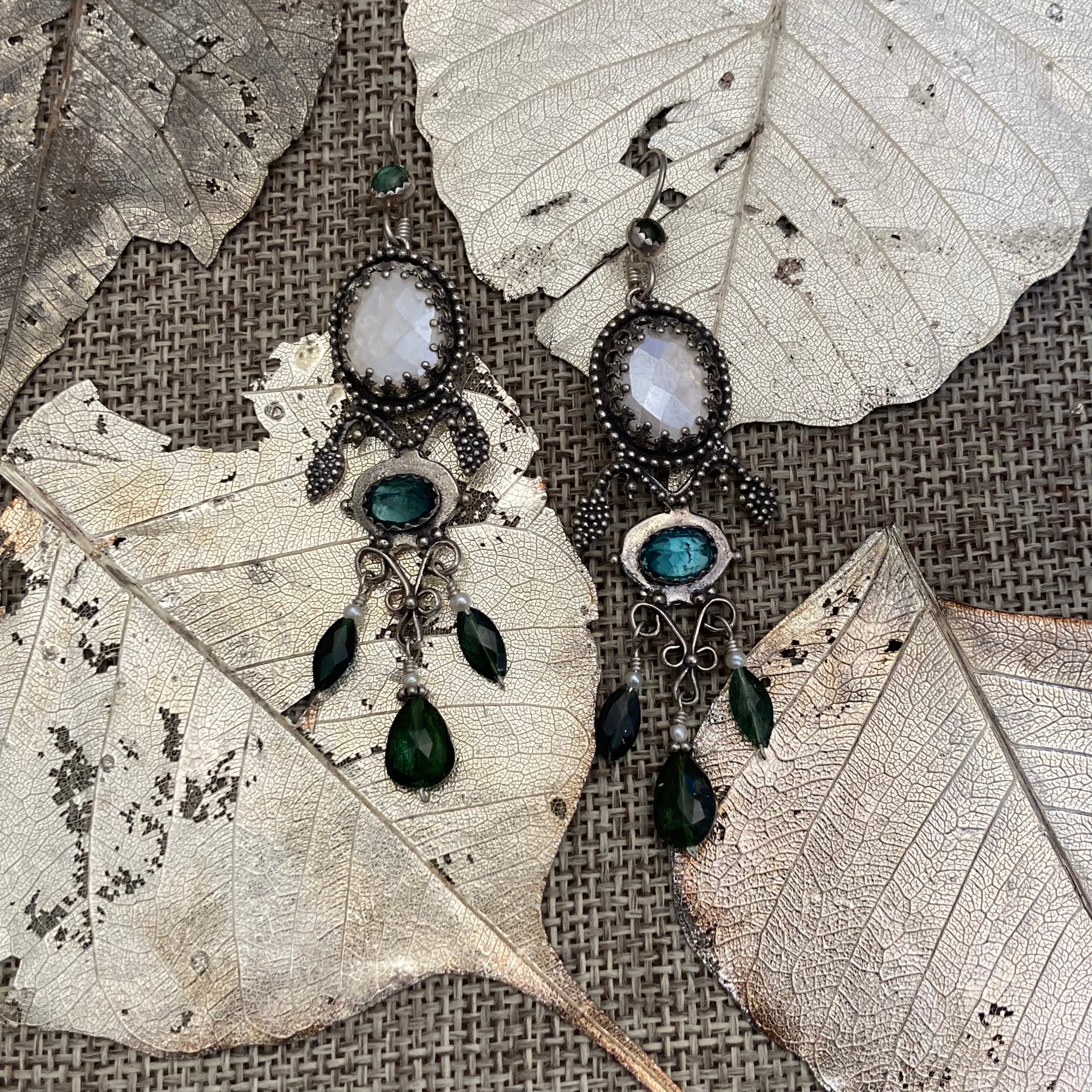 Silverite & Green Tourmaline Earrings
