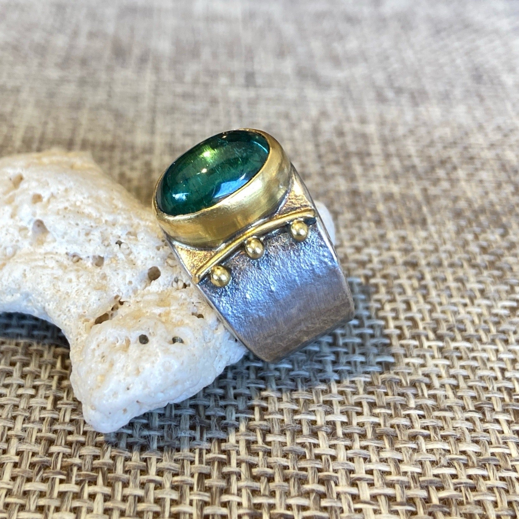 22k Gold & Sterling Silver Gemstone Rings