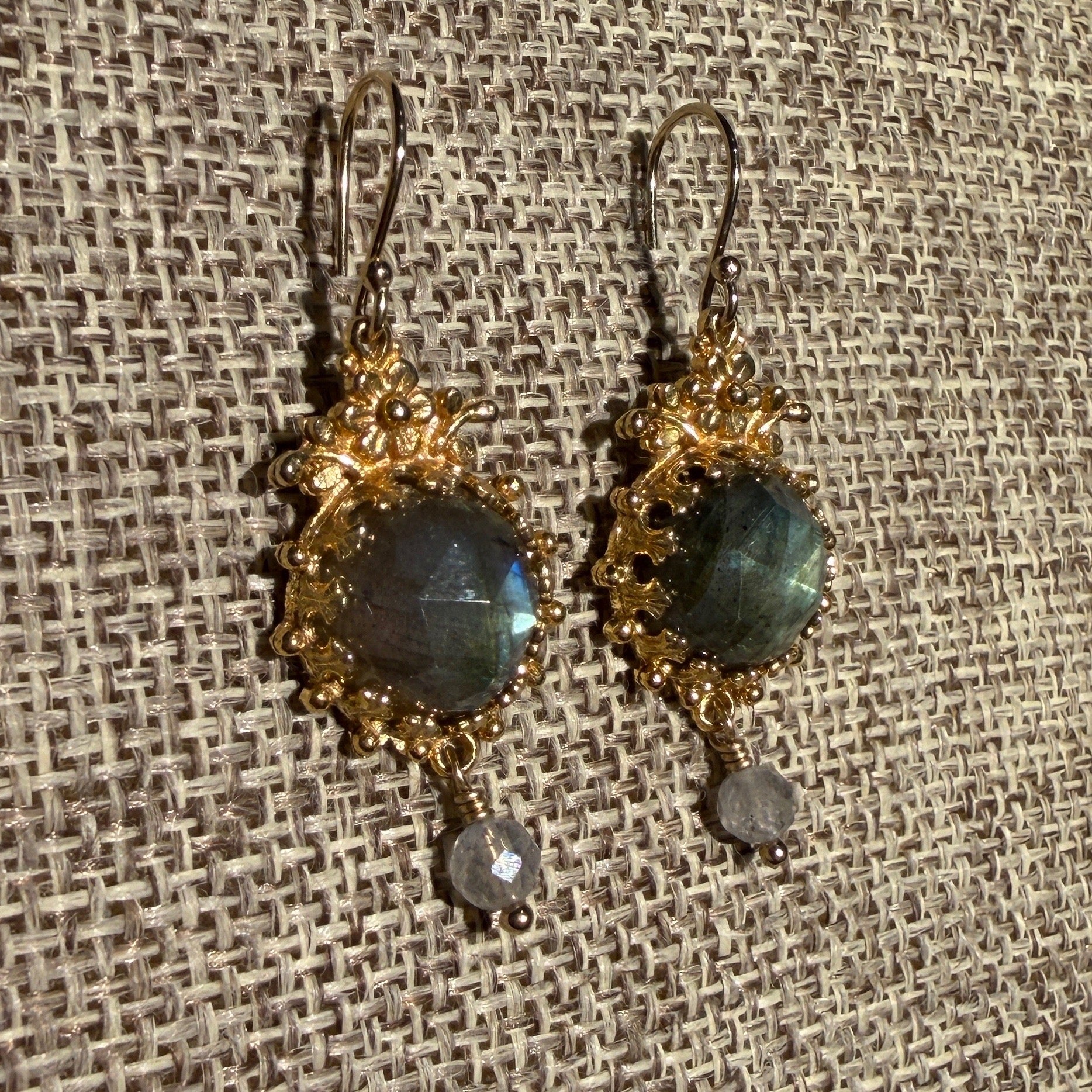 Flower Framed Gemstone Earrings