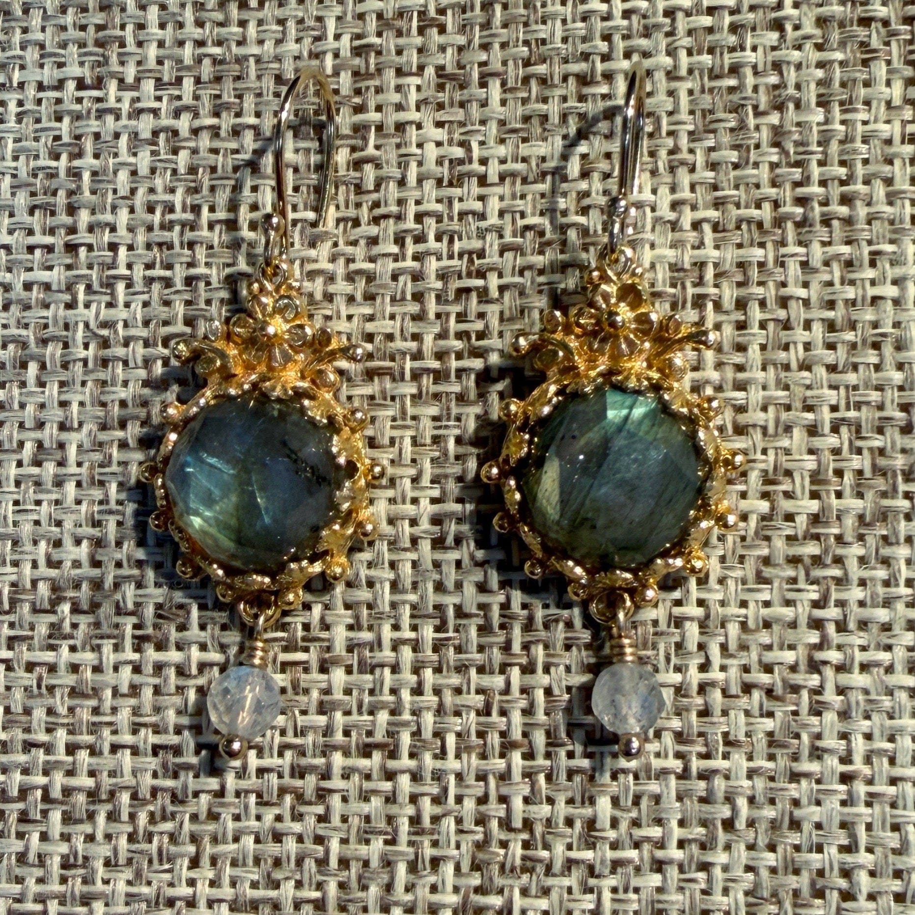 Flower Framed Gemstone Earrings