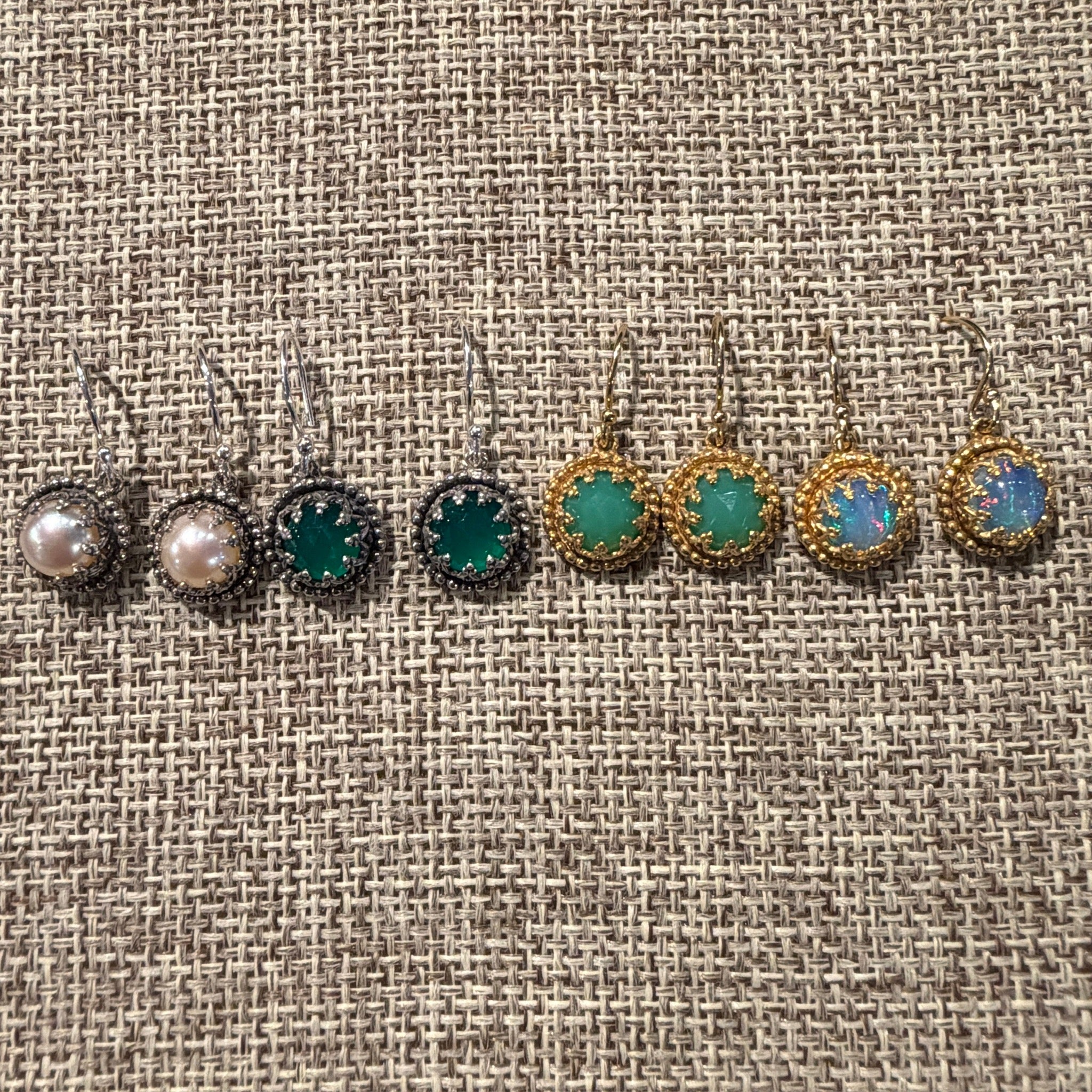 Small Round Gem Earrings