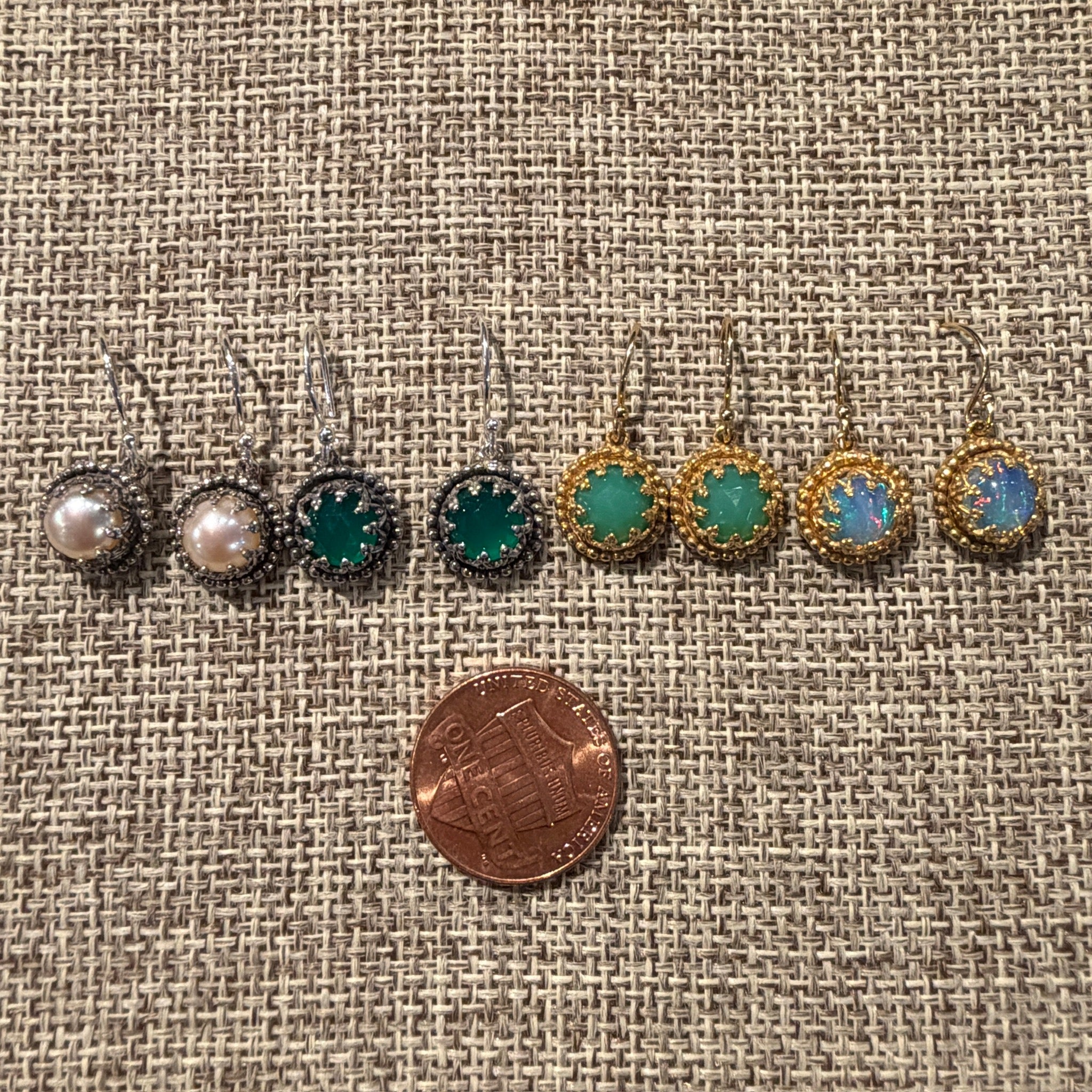 Small Round Gem Earrings