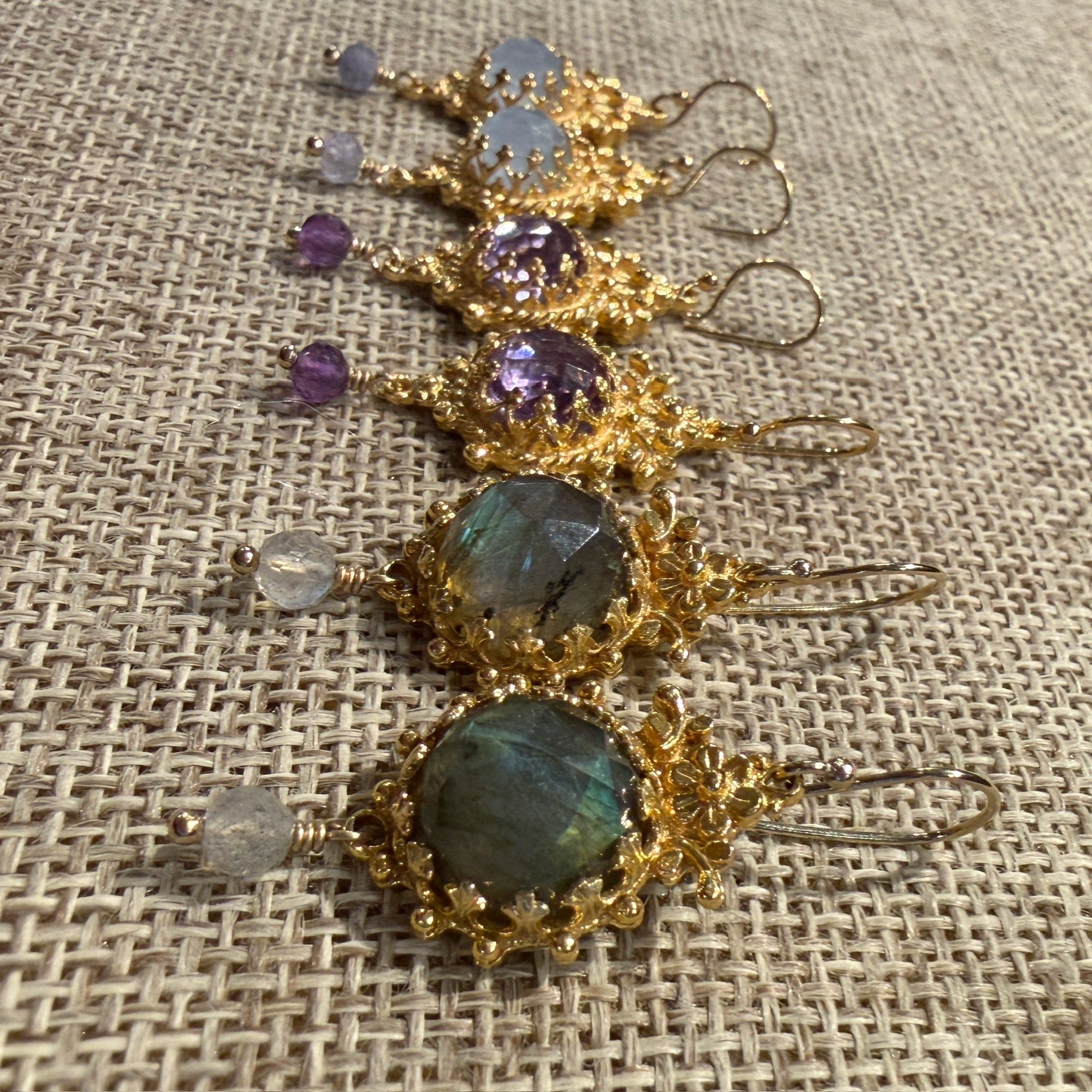 Flower Framed Gemstone Earrings