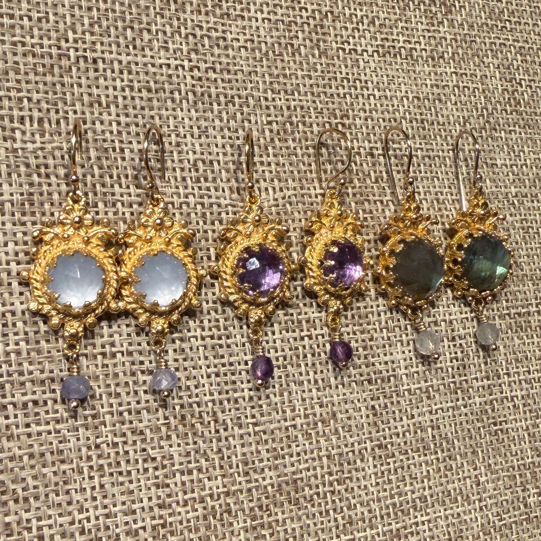 Flower Framed Gemstone Earrings