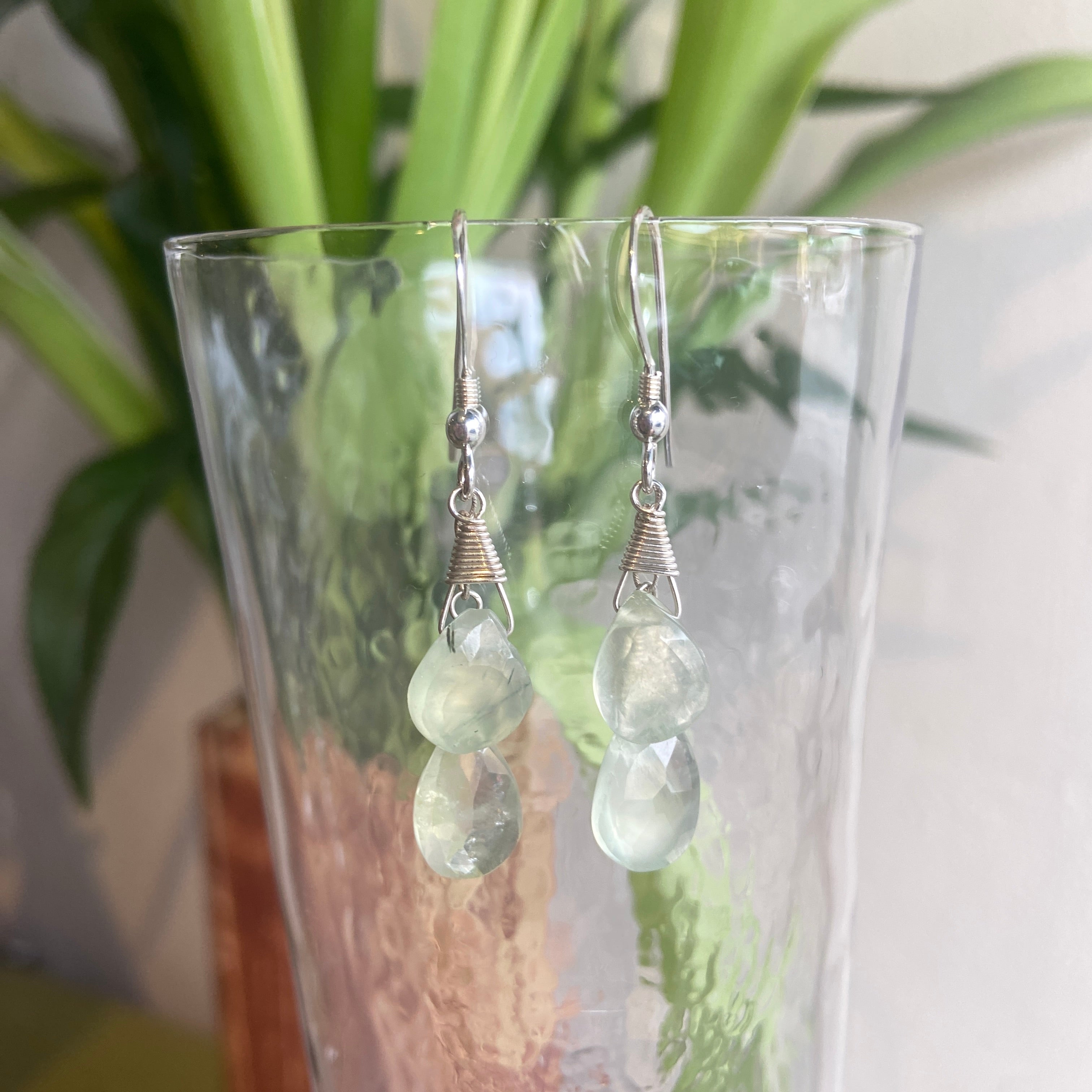 Prehnite Necklace & Earrings