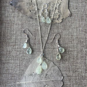 Prehnite Necklace & Earrings