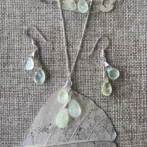 Prehnite Necklace & Earrings