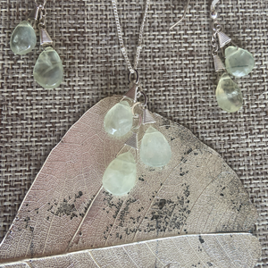 Prehnite Necklace & Earrings
