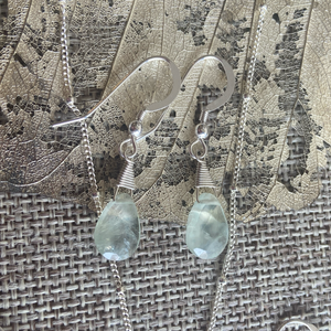 Prehnite Necklace & Earrings