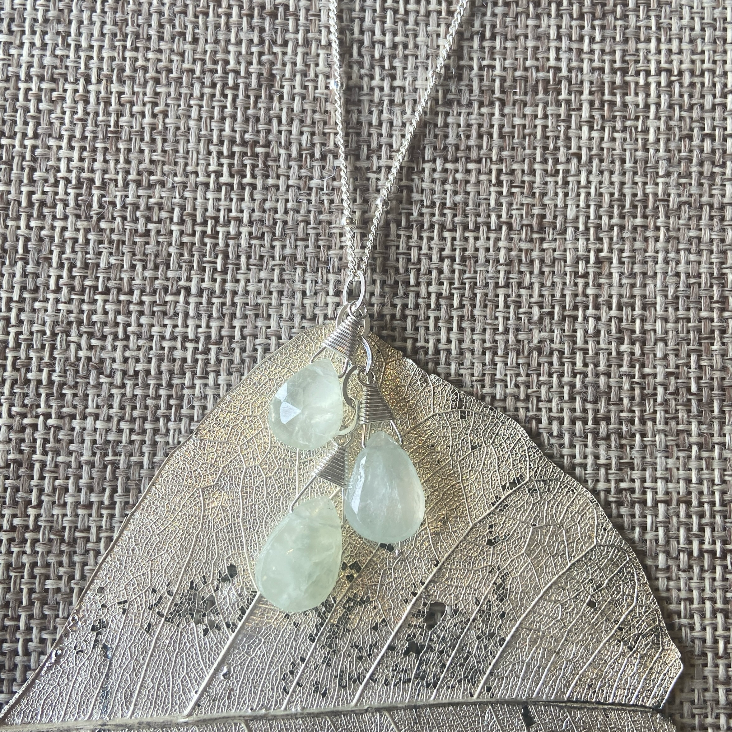 Prehnite Necklace & Earrings