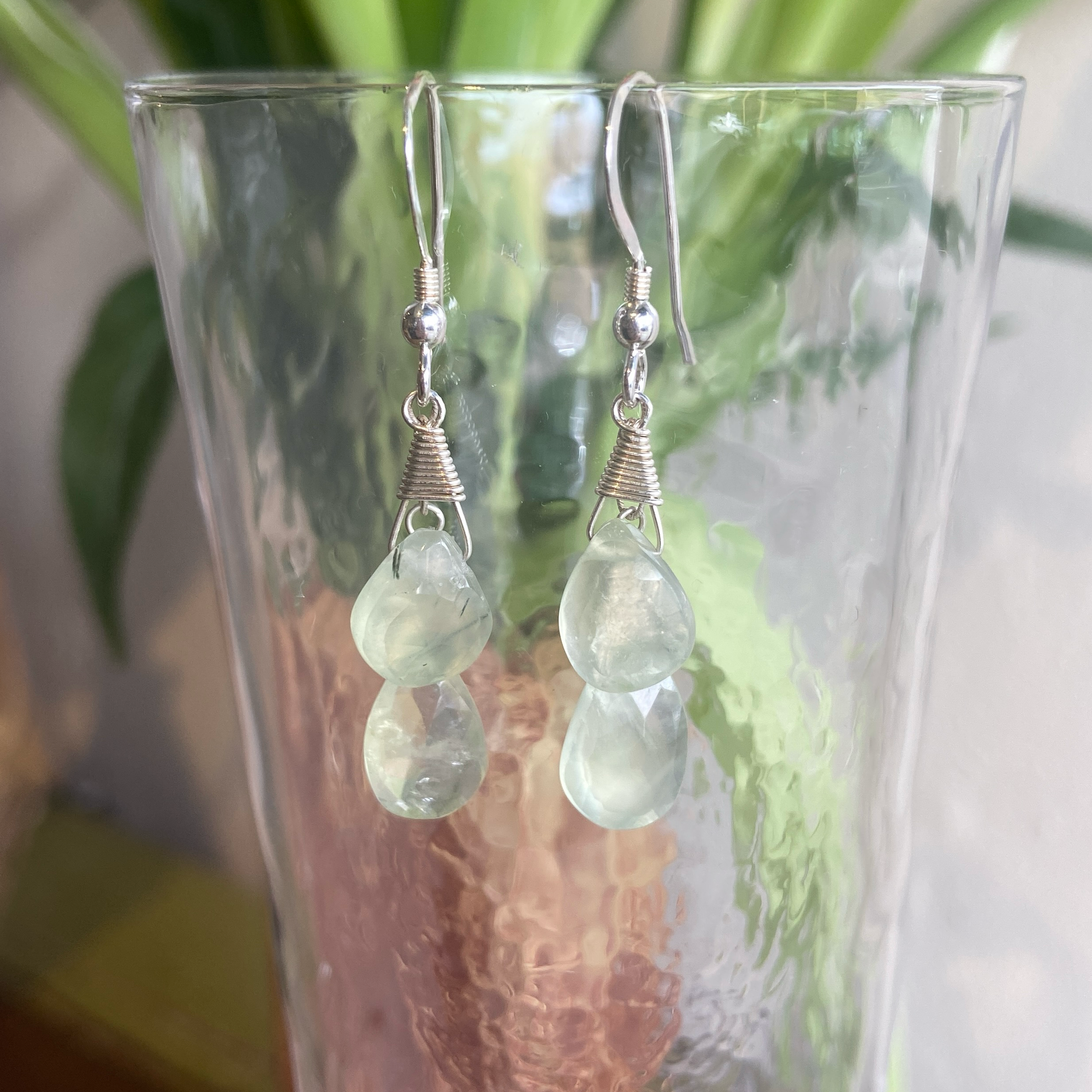 Prehnite Necklace & Earrings