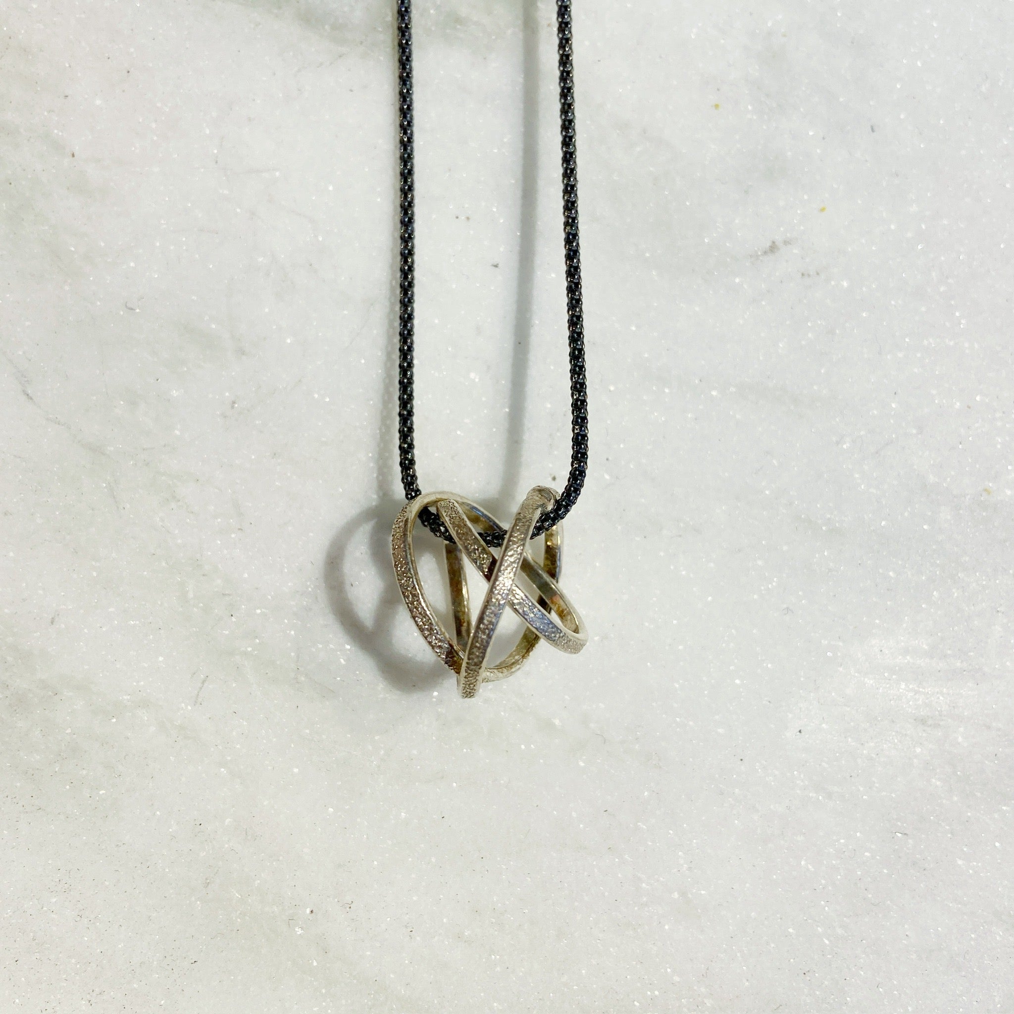 Oxidized Silver Mobius Necklace