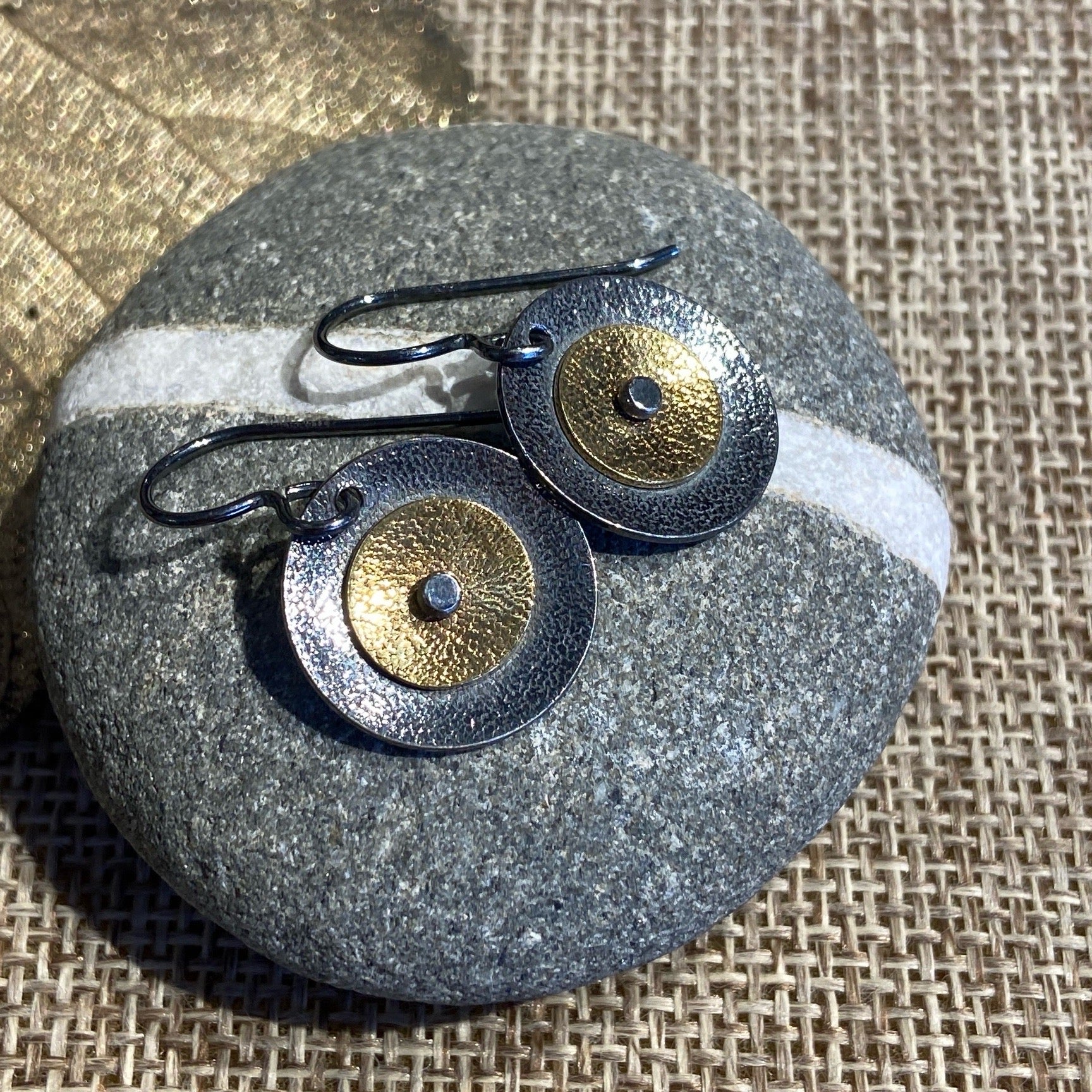 Mixed Metal Circle Earrings