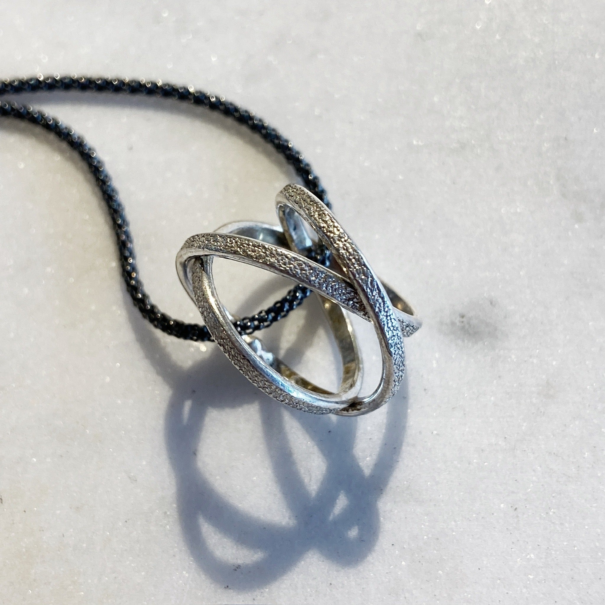 Oxidized Silver Mobius Necklace
