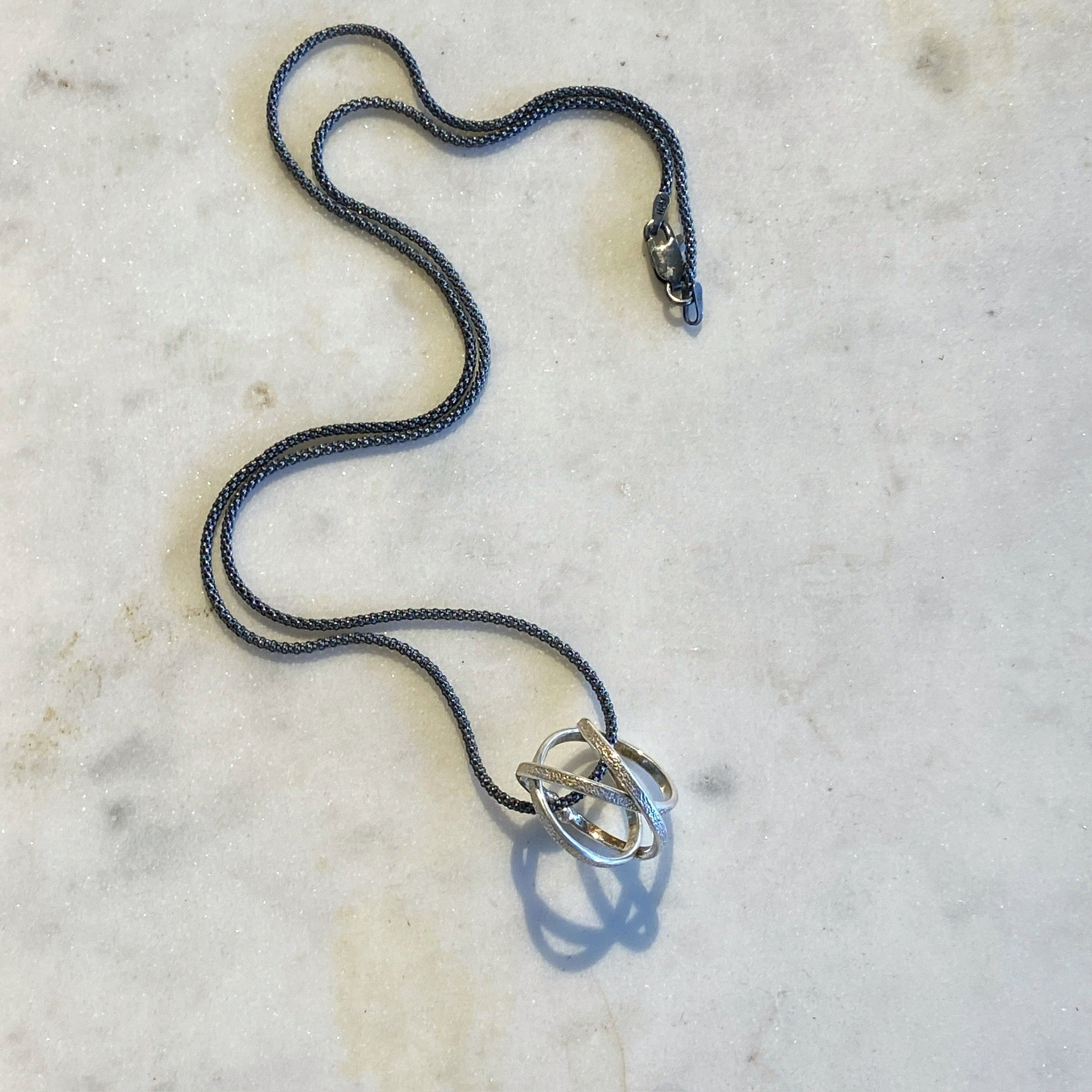 Oxidized Silver Mobius Necklace