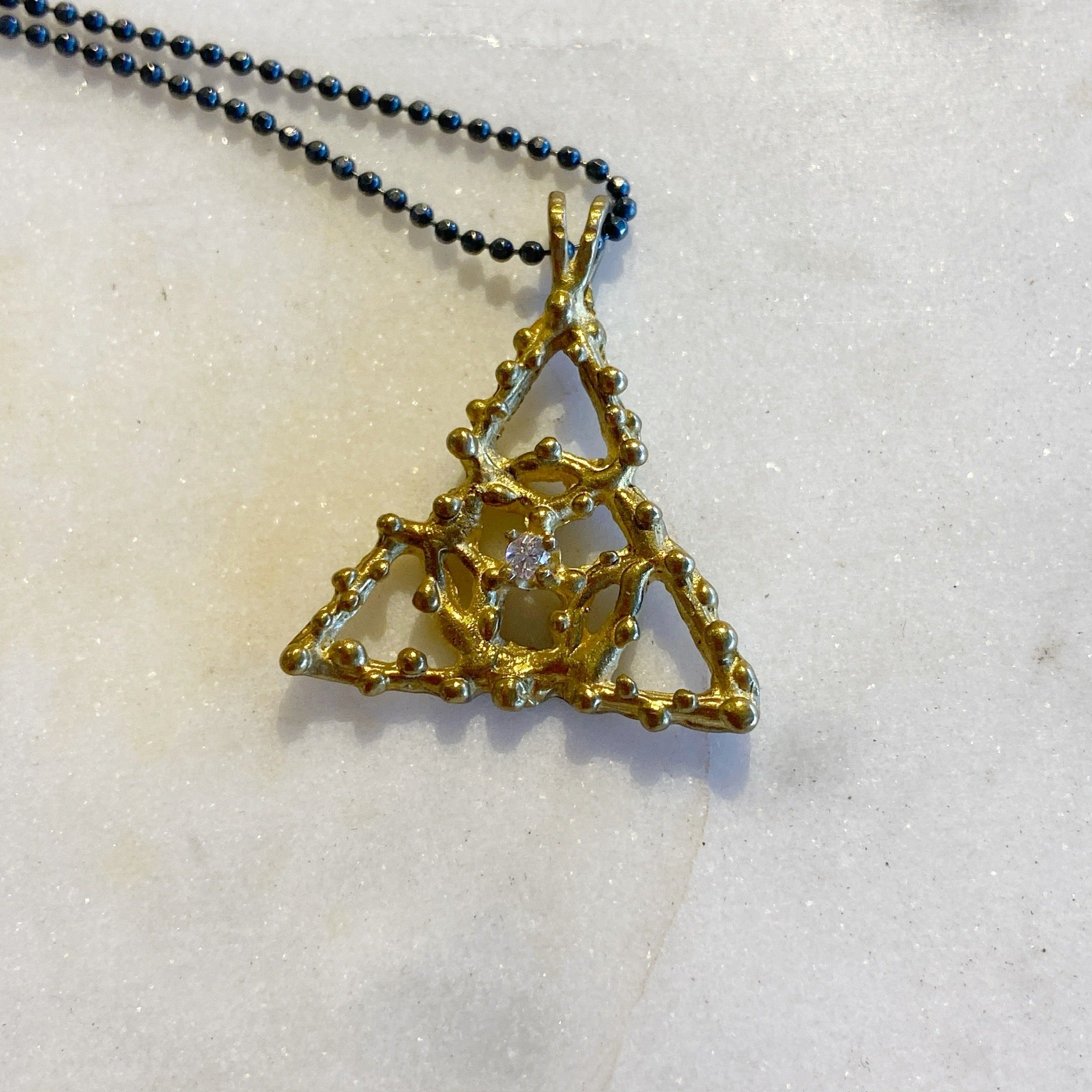 Pyramid Necklace & Post Earrings
