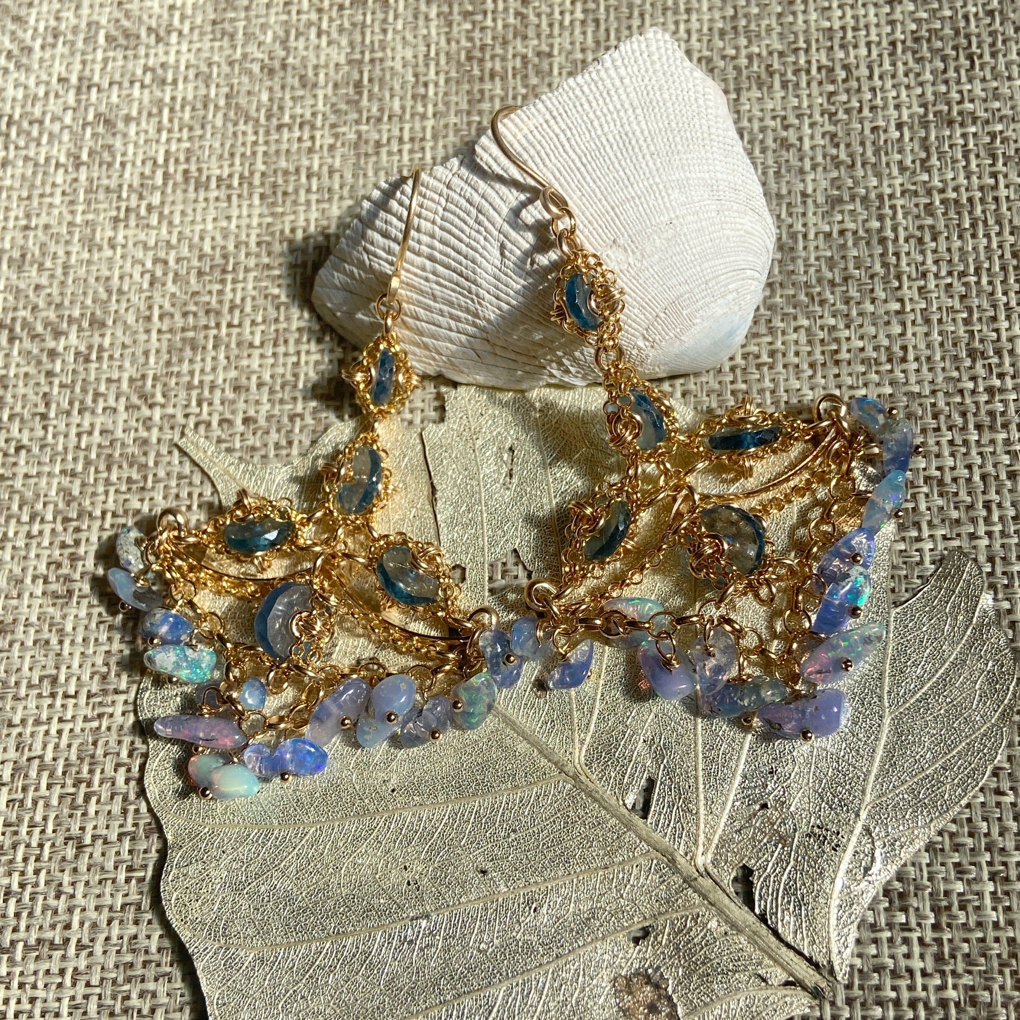 London Blue Topaz & Opal Earrings