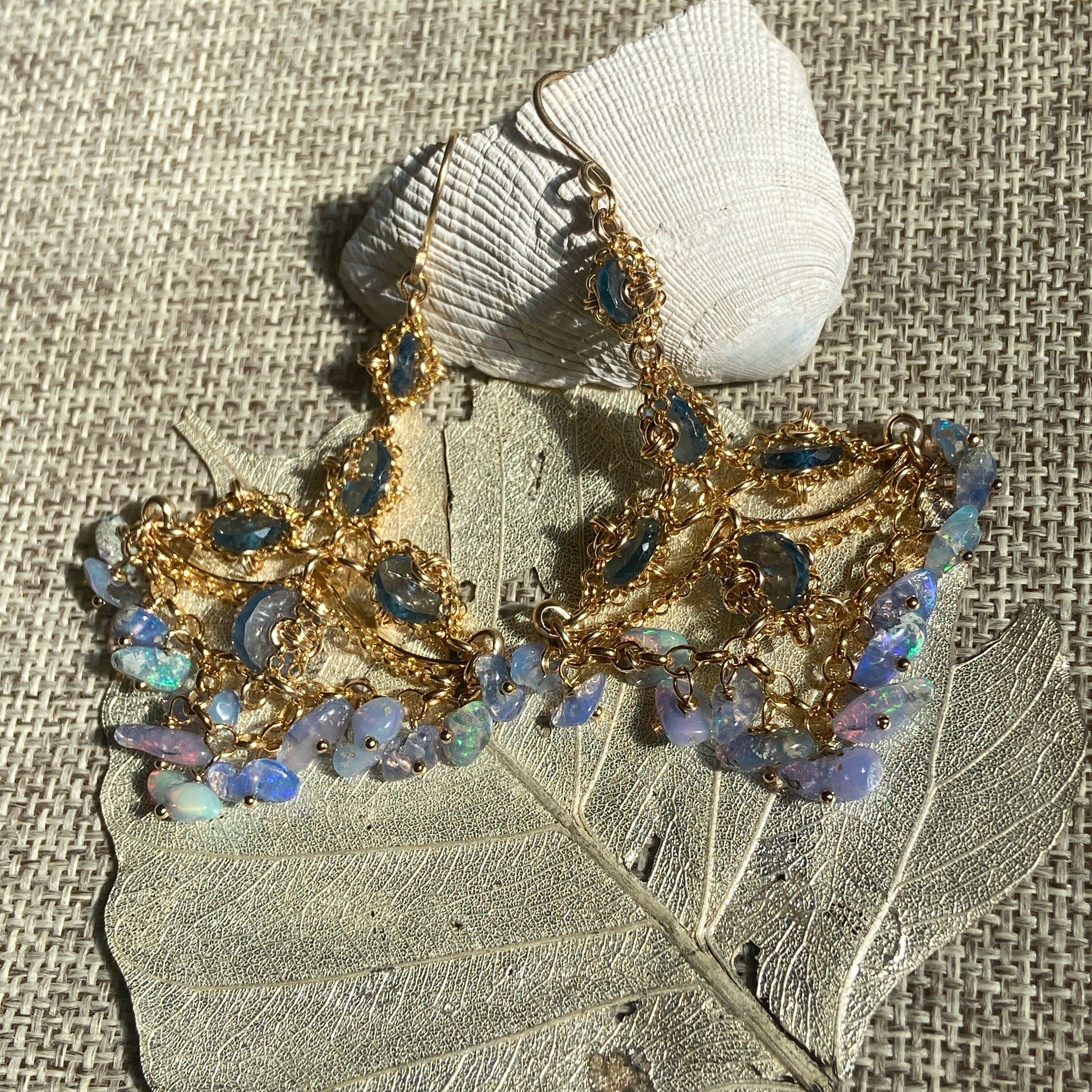 London Blue Topaz & Opal Earrings