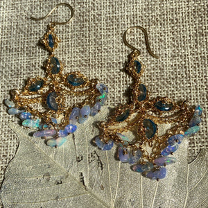 London Blue Topaz & Opal Earrings