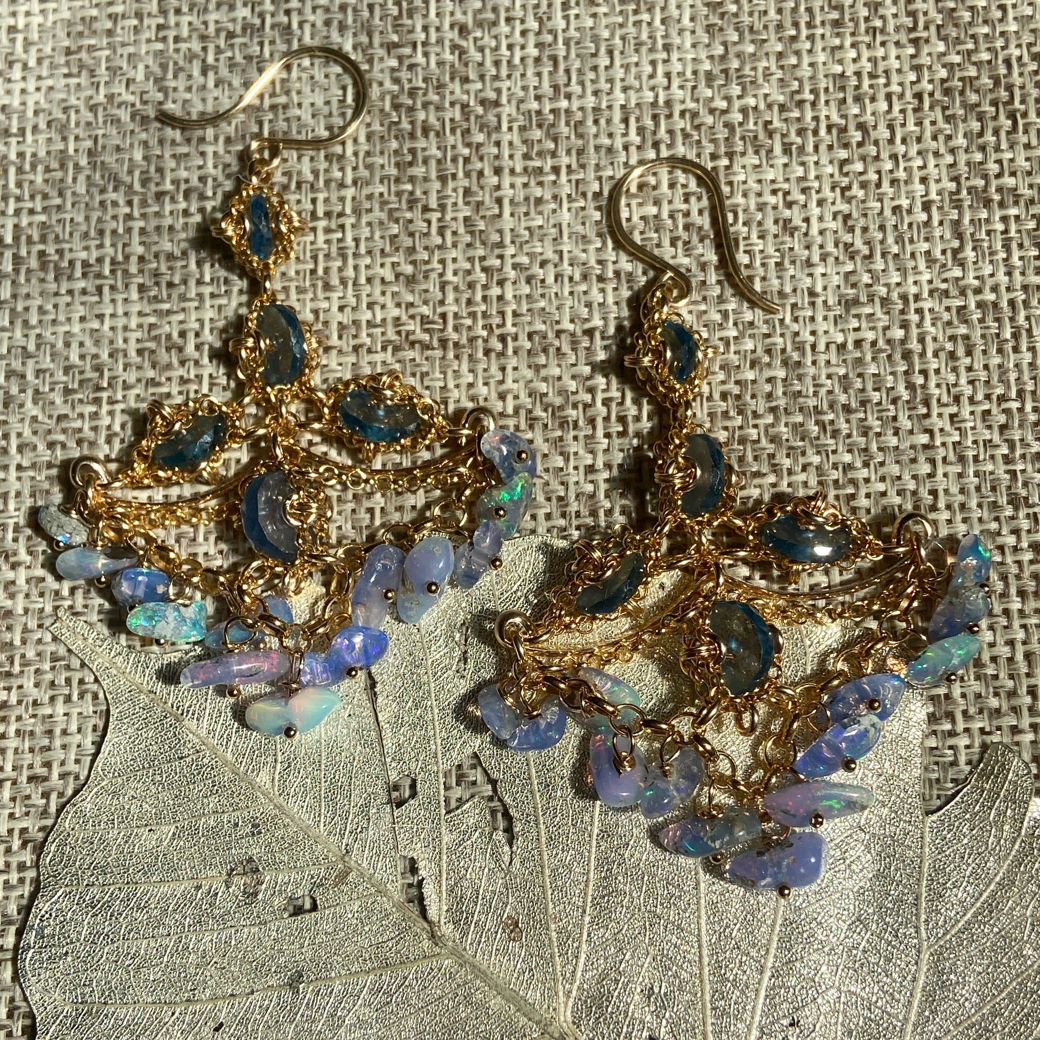 London Blue Topaz & Opal Earrings