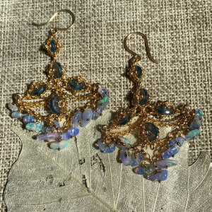 London Blue Topaz & Opal Earrings