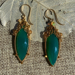 Green Onyx & Opal Earrings