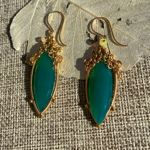 Green Onyx & Opal Earrings