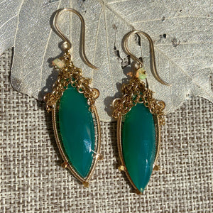 Green Onyx & Opal Earrings