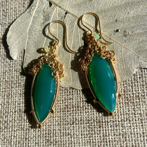 Green Onyx & Opal Earrings
