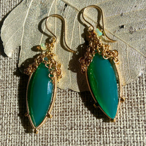 Green Onyx & Opal Earrings