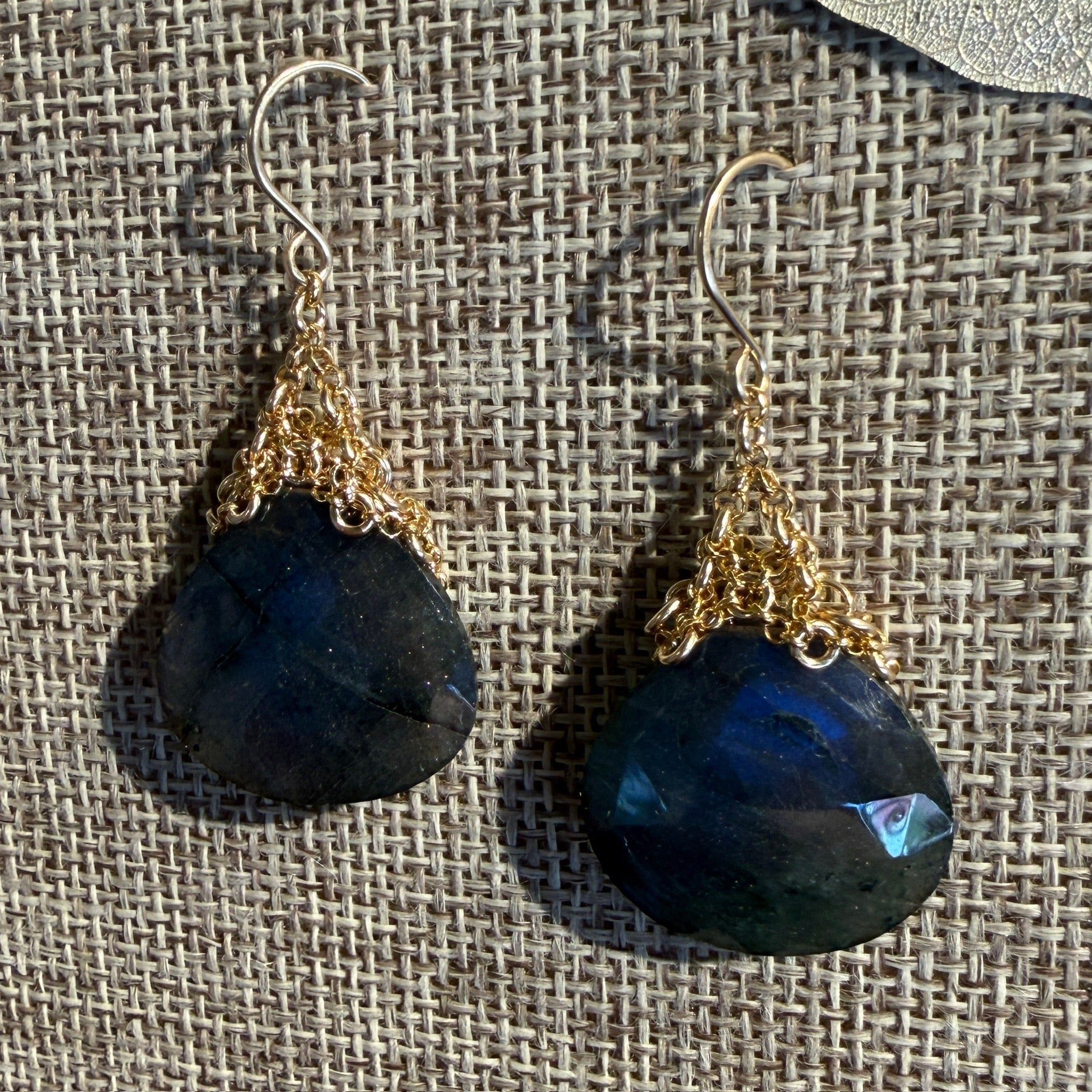 Statement Stone earrings in Labradorite & Moonstone