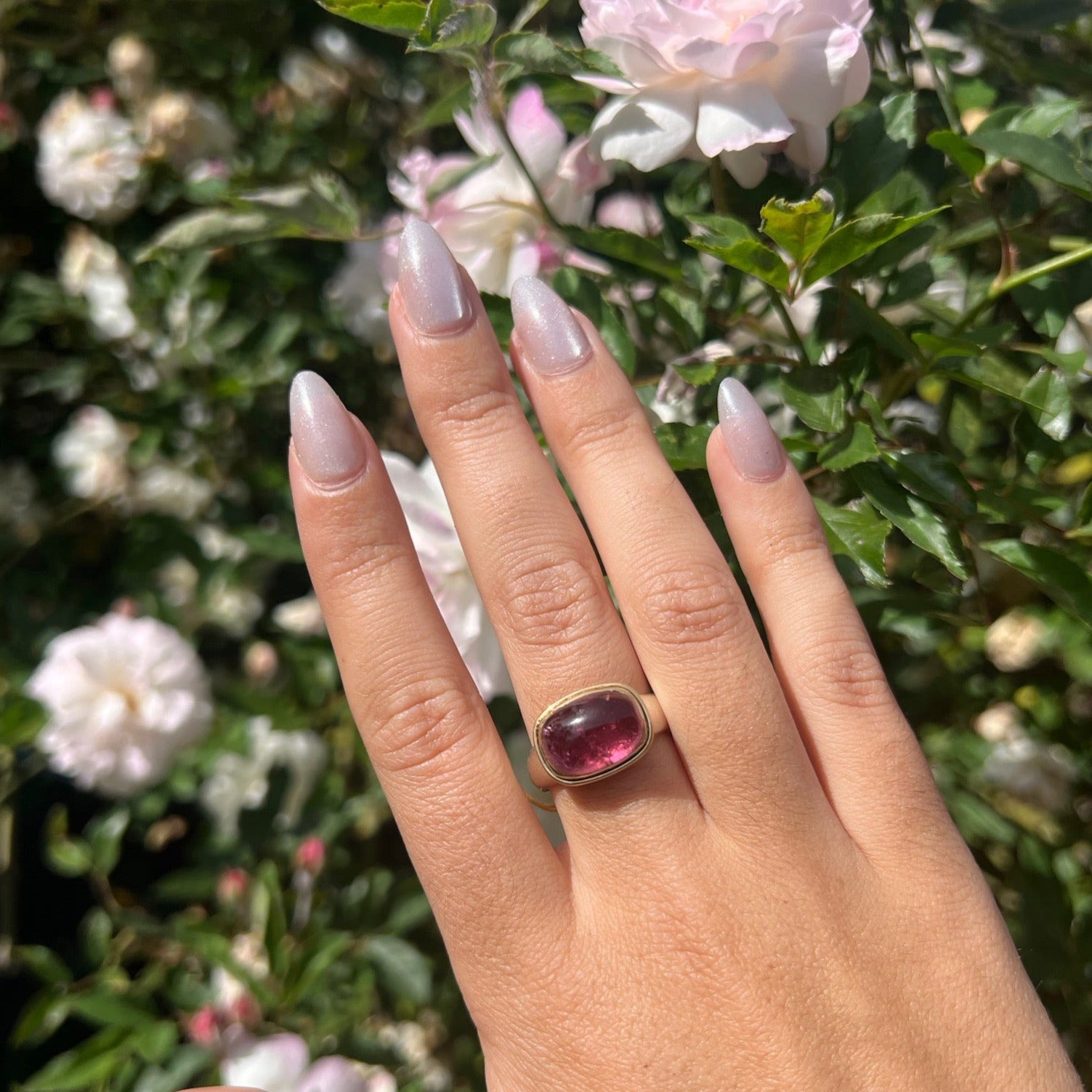 Pink Tourmaline Mixed Metal Ring