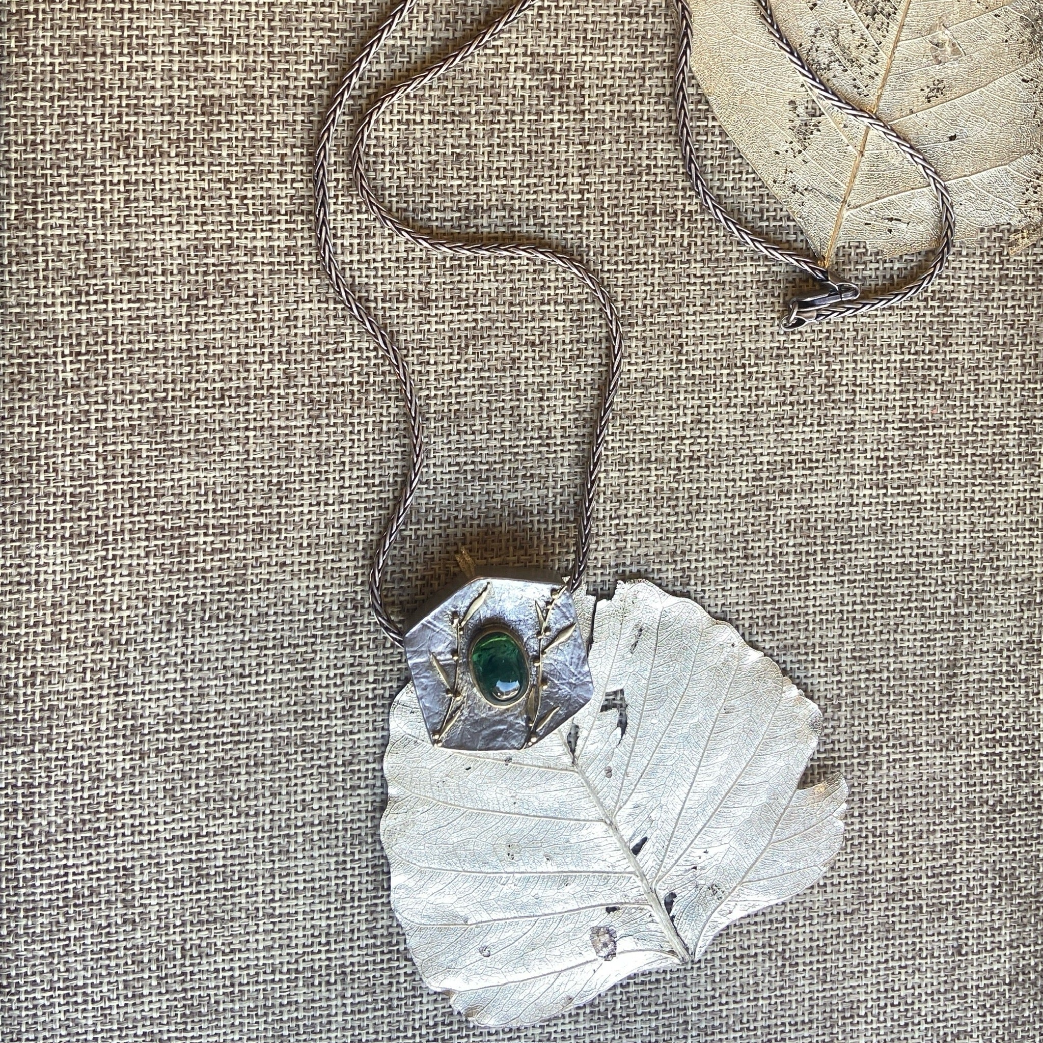 Hexagon Green Tourmaline Necklace