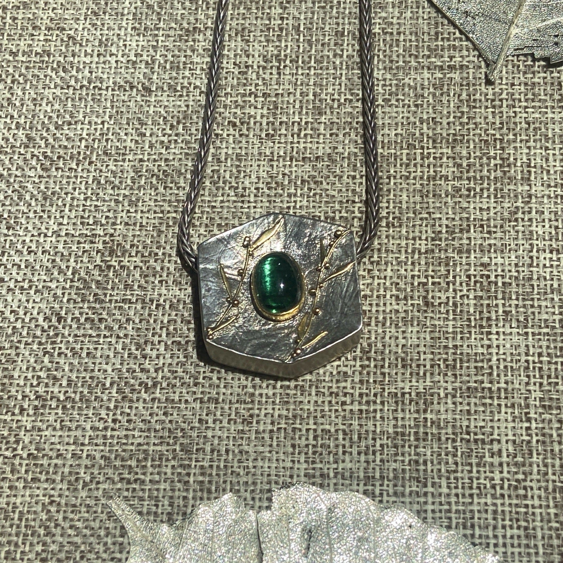 Hexagon Green Tourmaline Necklace