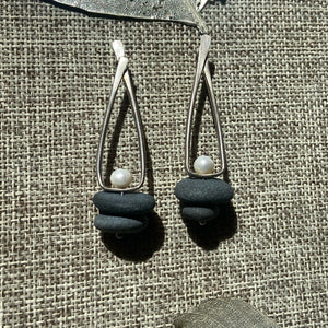 Stacked Stones With Pearls Earrings & Necklace