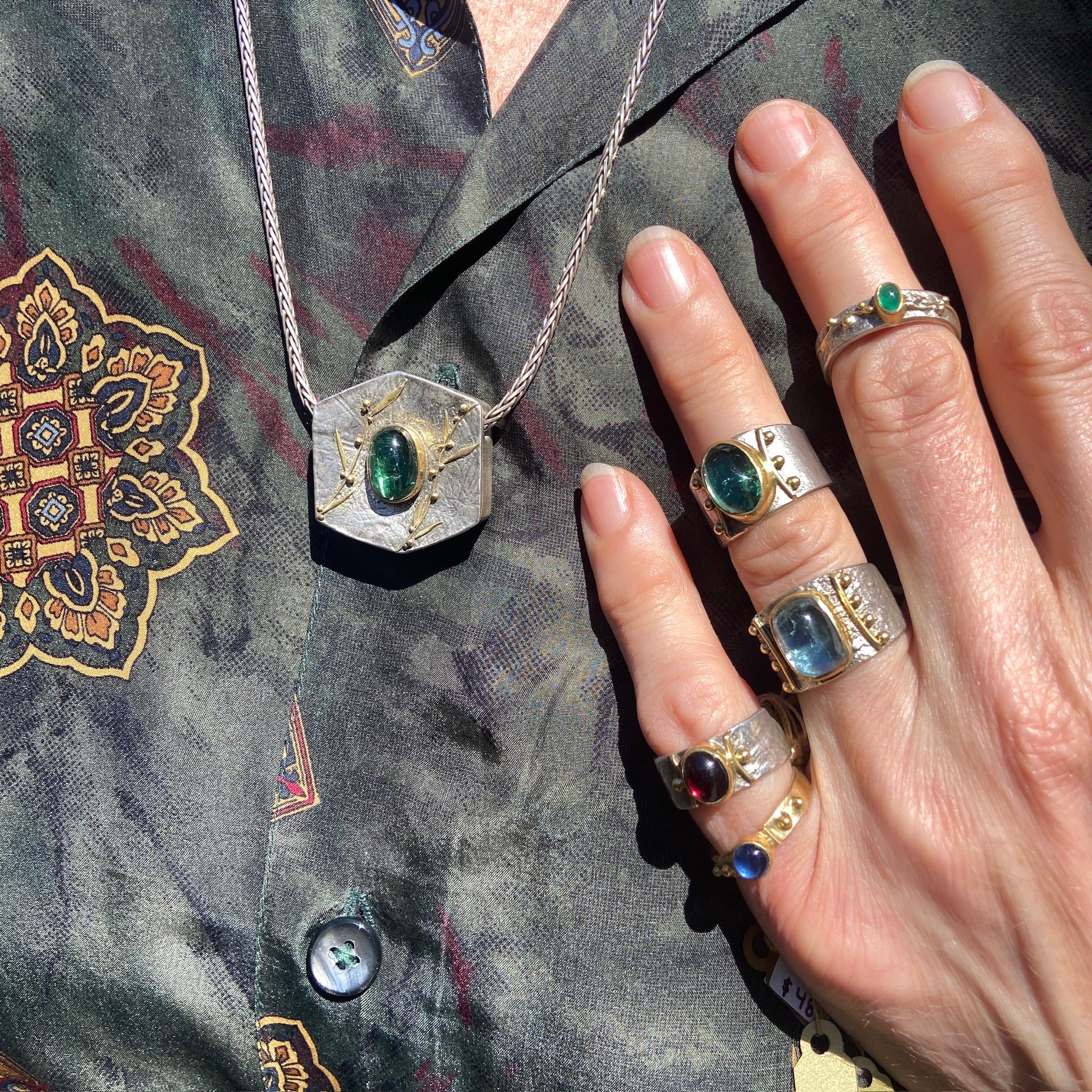 22k Gold & Sterling Silver Gemstone Rings