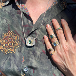 Hexagon Green Tourmaline Necklace