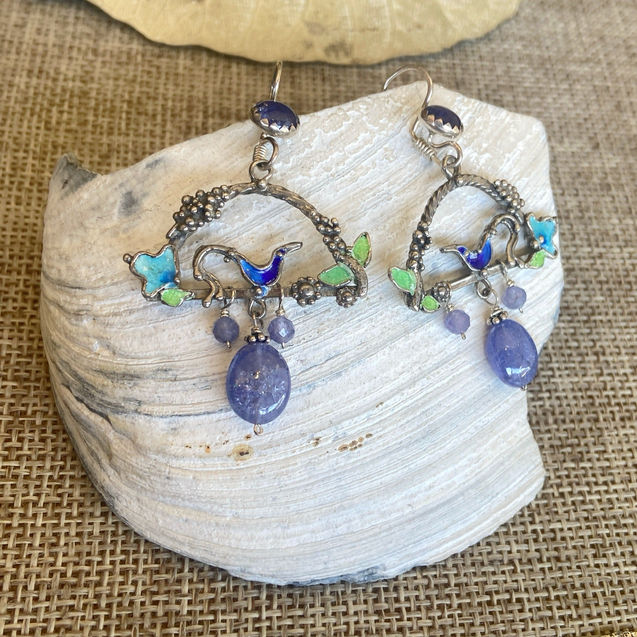 Tanzanite & Enamel earrings