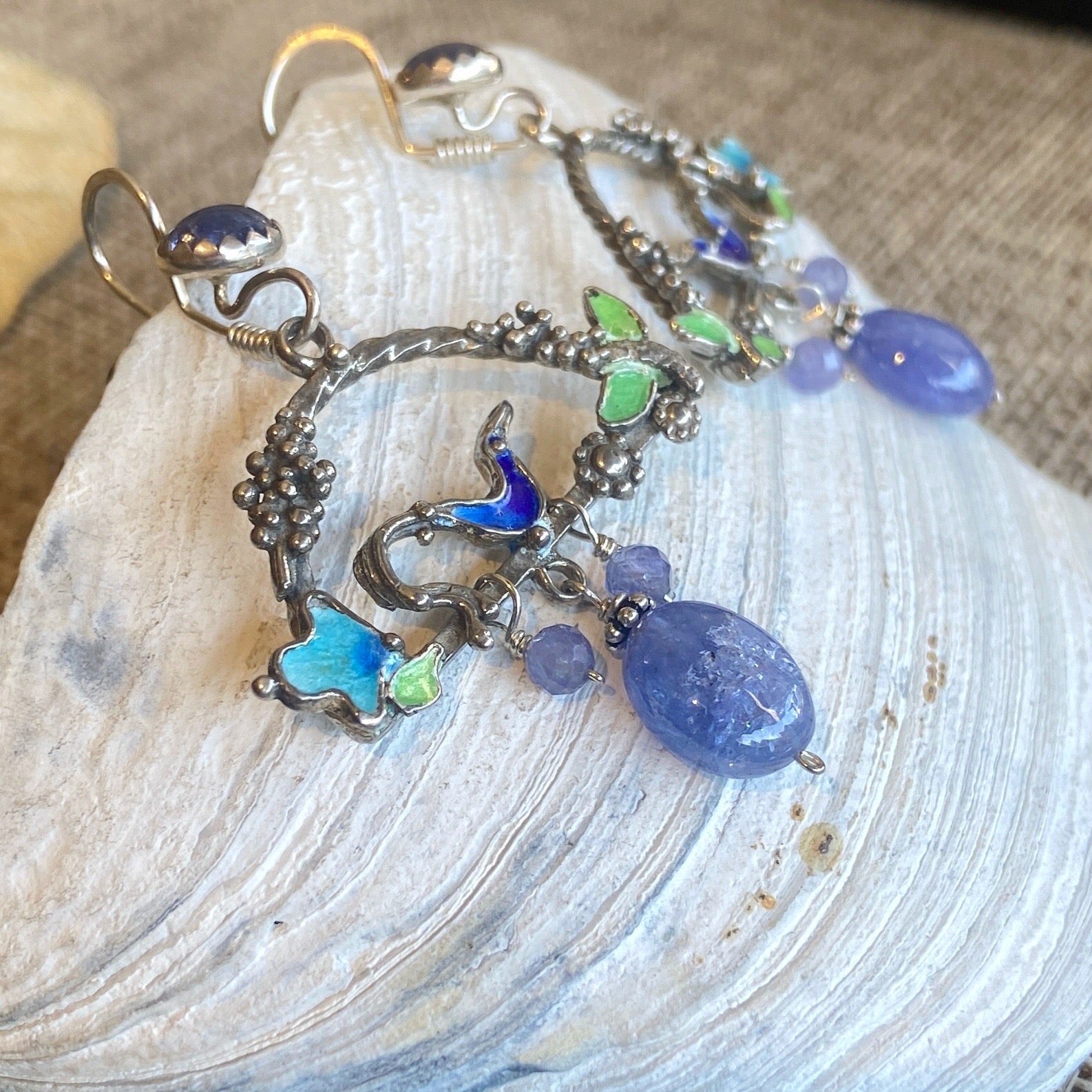 Tanzanite & Enamel earrings