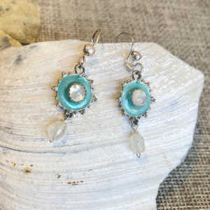 Moonstone & Enamel Earrings