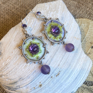 Amethyst & Enamel Earrings