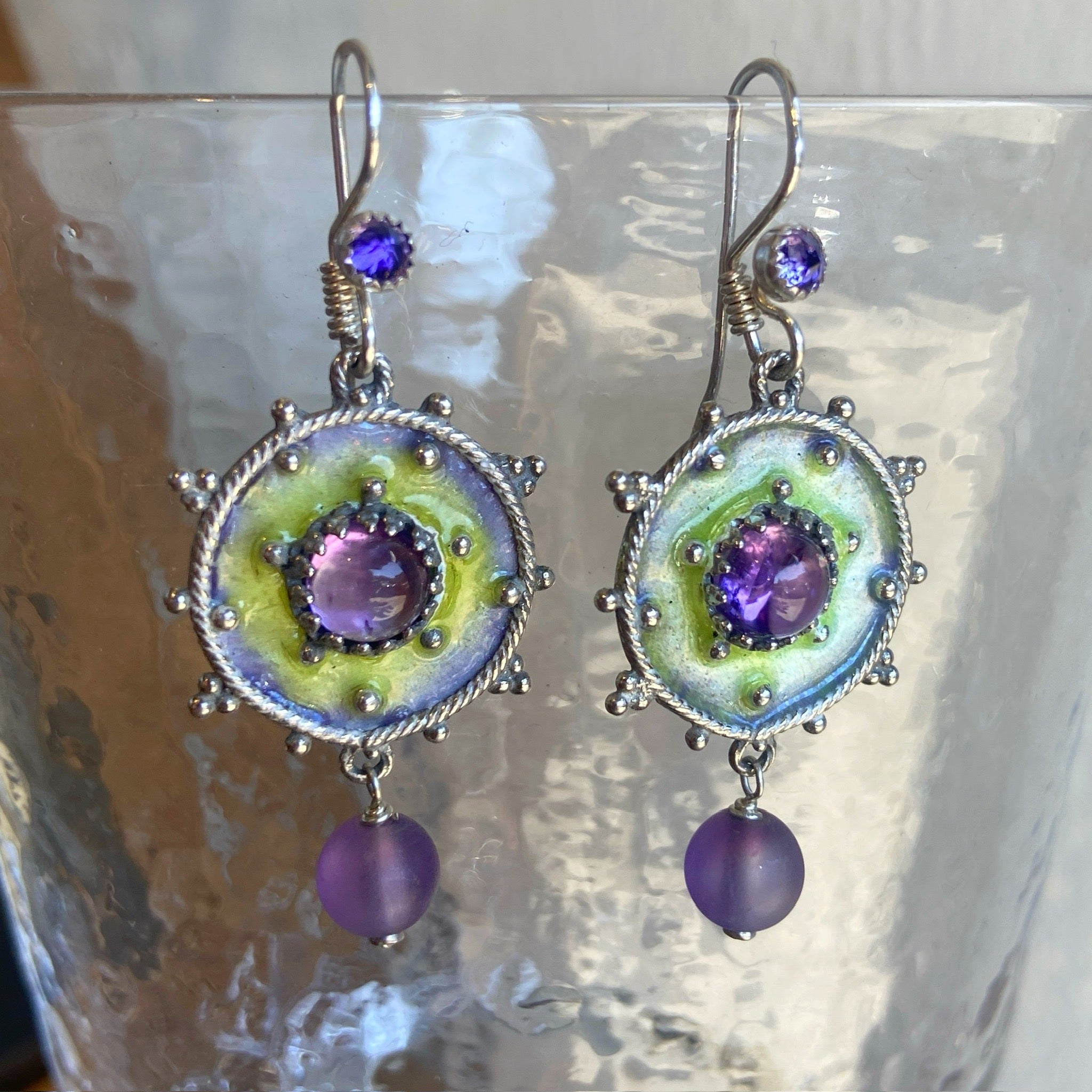 Amethyst & Enamel Earrings