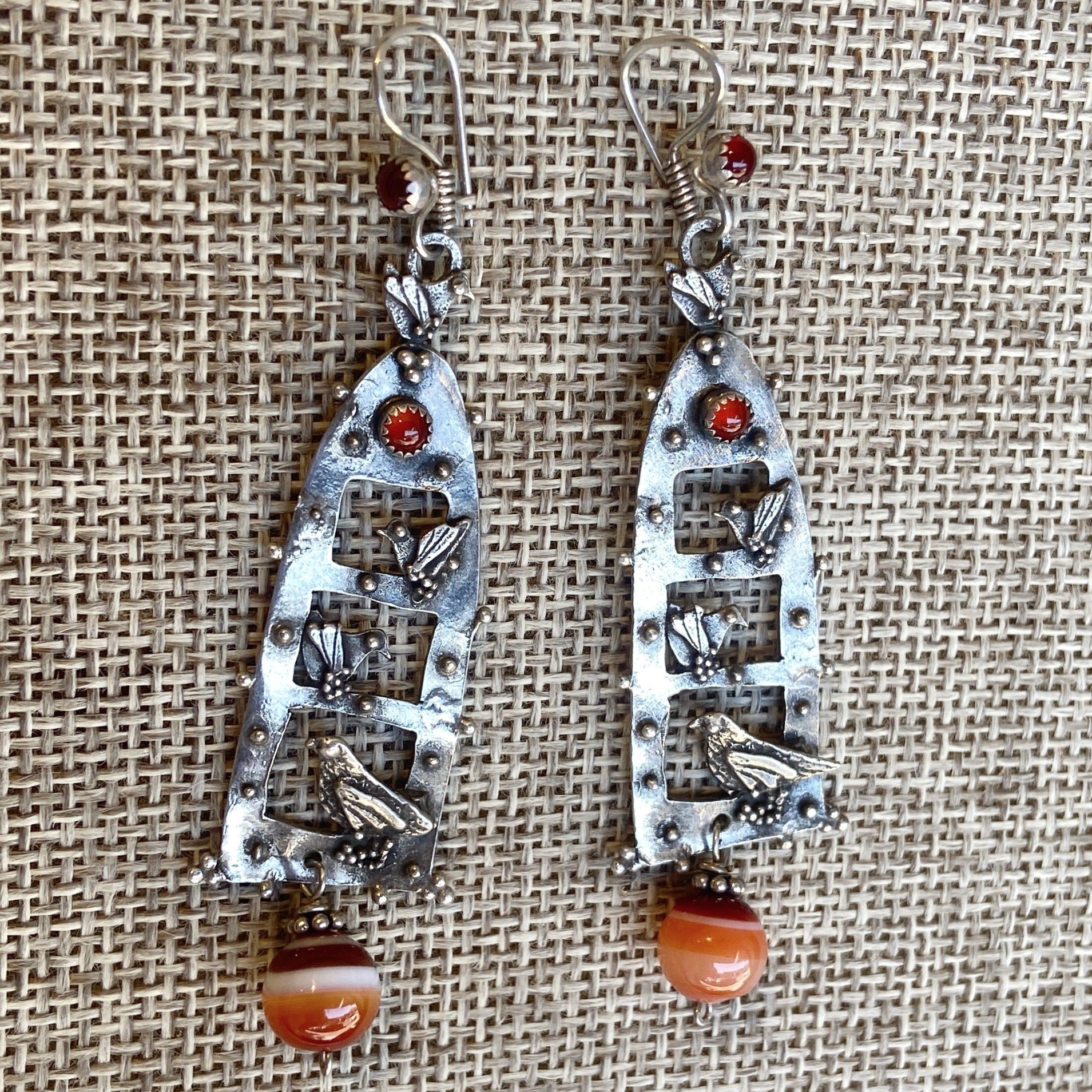 Perched Birds Agate Earrings