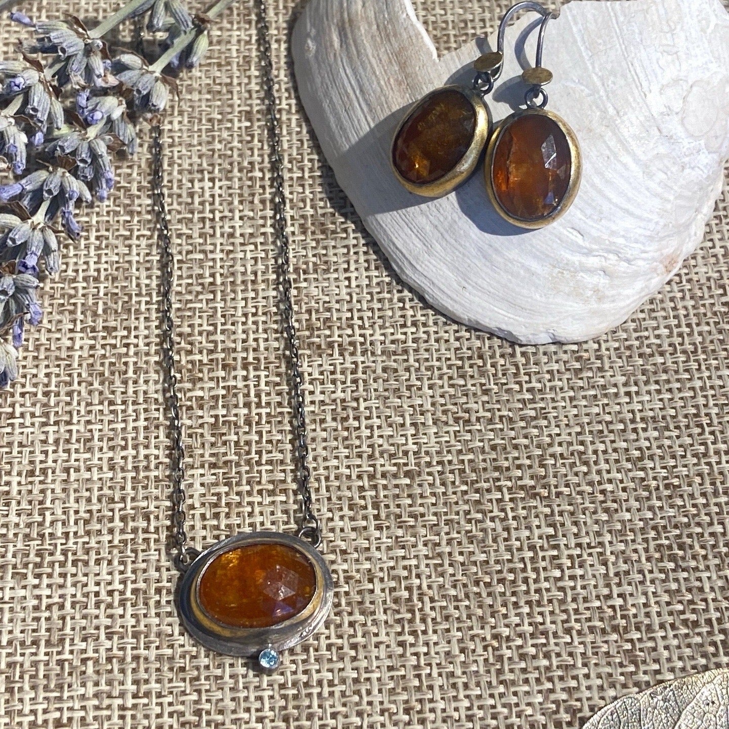 Orange Kyanite Oval Necklace & Earrings