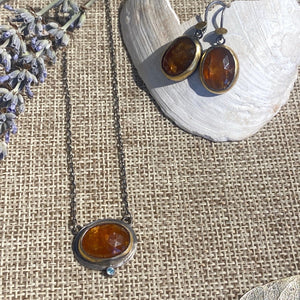 Orange Kyanite Oval Necklace & Earrings
