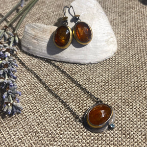 Orange Kyanite Oval Necklace & Earrings
