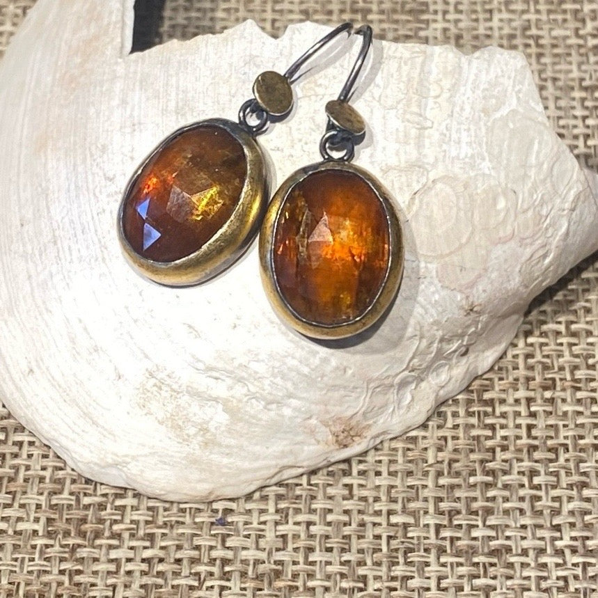 Orange Kyanite Oval Necklace & Earrings