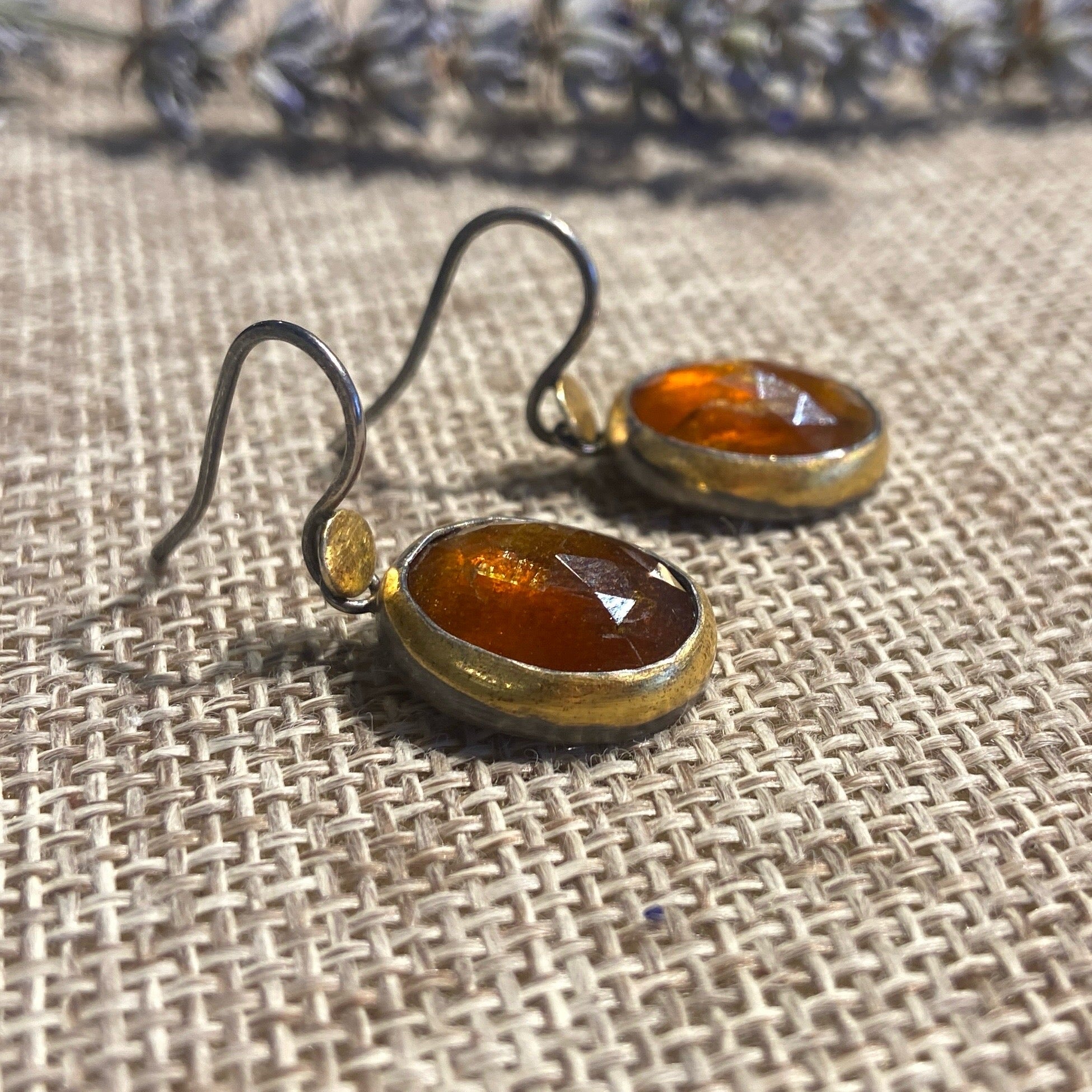 Orange Kyanite Oval Necklace & Earrings