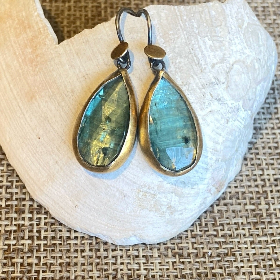 Kyanite & Moonstone Teardrop Earrings