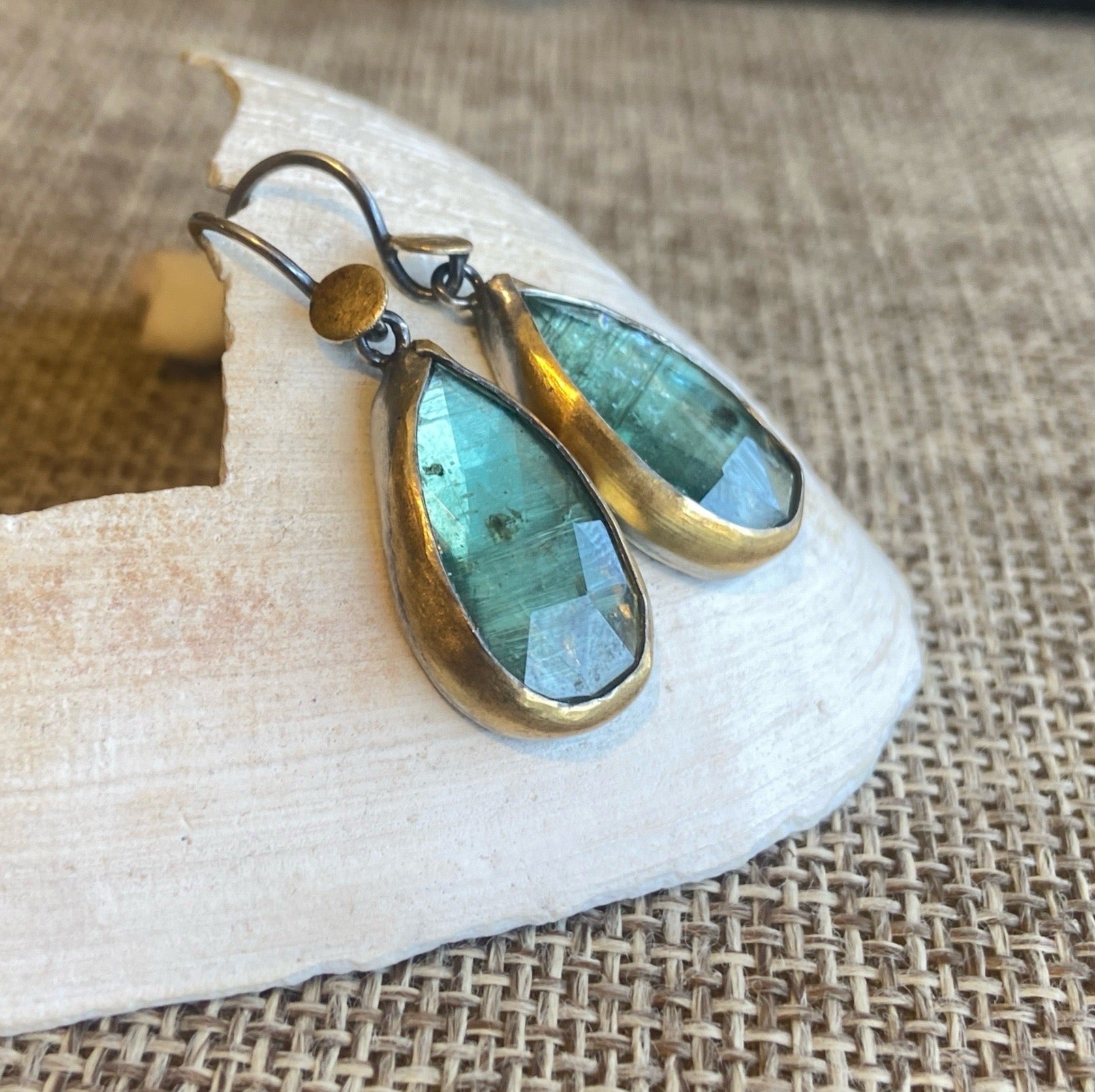 Kyanite & Moonstone Teardrop Earrings